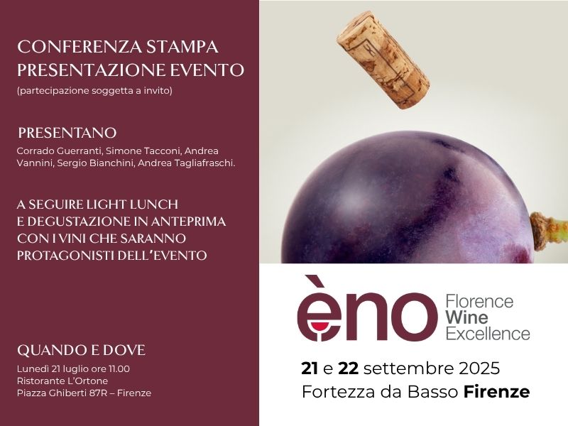 èno Florence 2025: conferenza stampa di presentazione lunedì 21 luglio